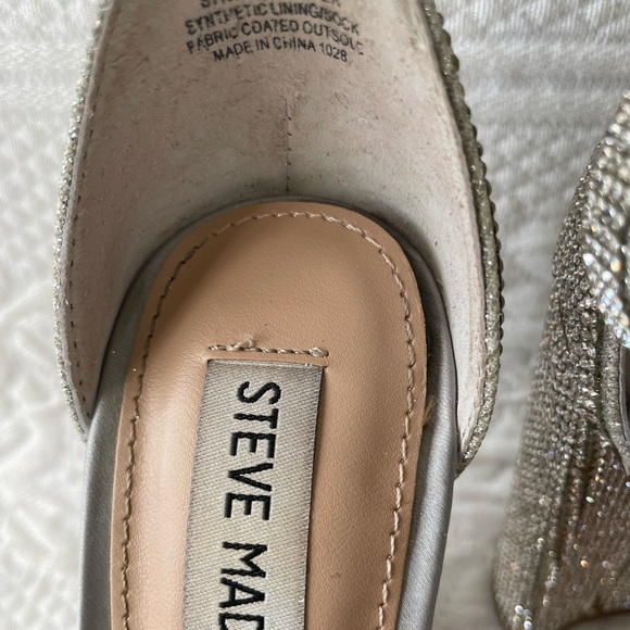Steve Madden Carson-R Crystal Rhinestone Ankle Strap Open Toe Heels Silver 6 - Picture 11 of 13